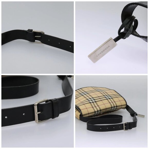 BURBERRY Nova Check Shoulder Bag PVC Beige Silver Auth 115053 - Picture 16 of 16